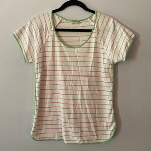 LAKE Women's size Medium Pink White Green Sleepshirt Pajama Top Cotton PJs